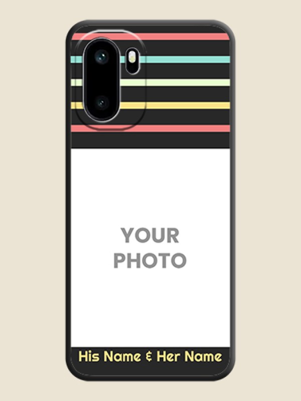 Custom Color Stripes with Photo and Text on Photo On Space Black Custom Soft Matte Mobile Back Cover - OnePlus 15R 5G - alternate view