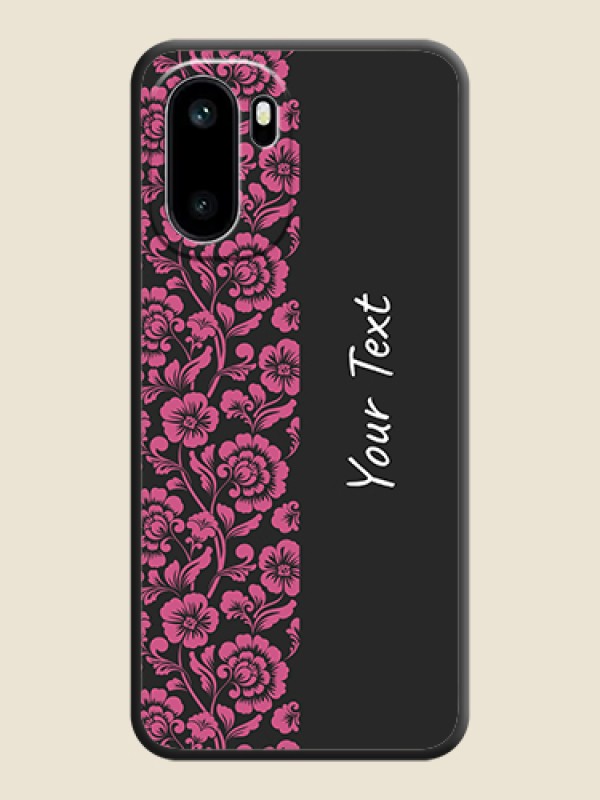 Custom Pink Floral Pattern Design With Custom Text On Space Black Custom Soft Matte Mobile Back Cover - OnePlus 15R 5G - alternate view