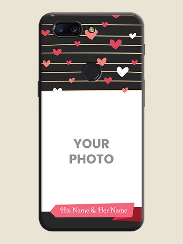 Custom Love Pattern with Name on Pink Ribbon  - Photo on Space Black Soft Matte Back Cover - OnePlus 5T - alternate view