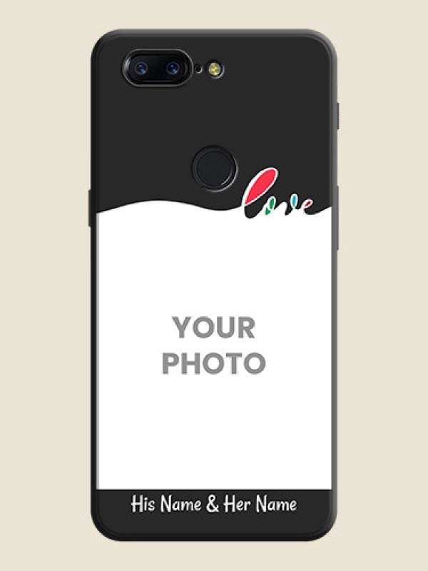 Custom Fall in Love Pattern with Picture - Photo on Space Black Soft Matte Mobile Case - OnePlus 5T - alternate view