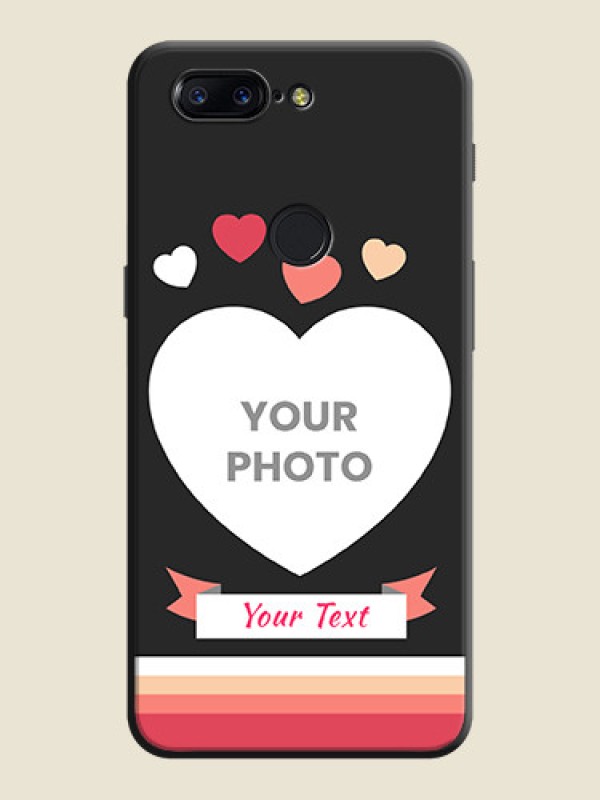 Custom Love Shaped Photo with Colorful Stripes on Personalised Space Black Soft Matte Cases - OnePlus 5T - alternate view