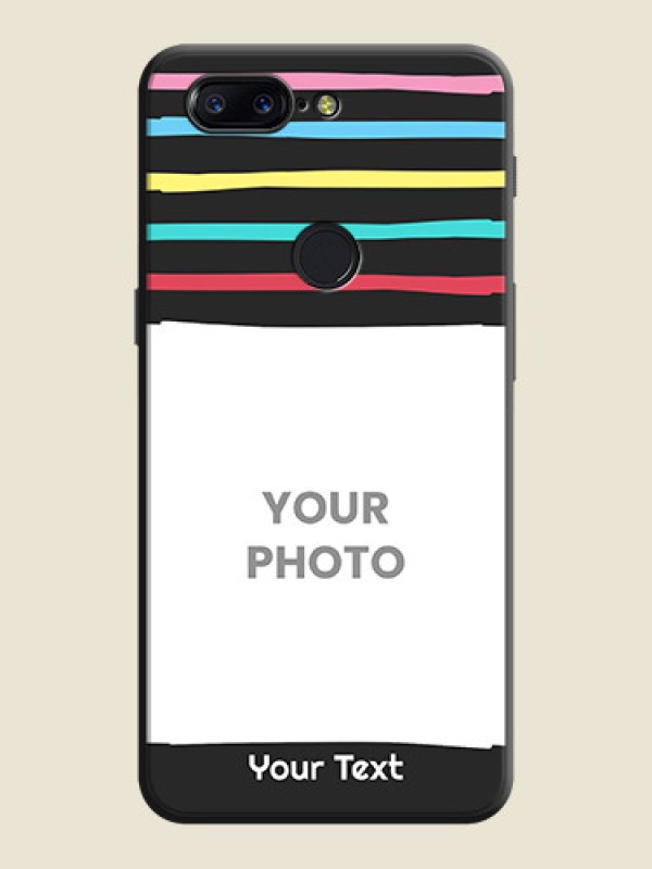 Custom Multicolor Lines with Image on Space Black Personalized Soft Matte Phone Covers - OnePlus 5T - alternate view