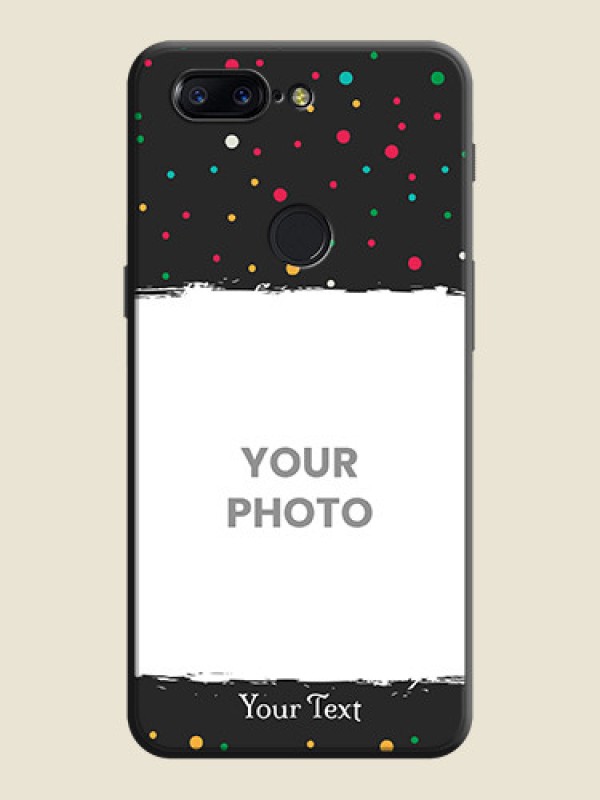 Custom Multicolor Dotted Pattern with Text on Space Black Custom Soft Matte Phone Back Cover - OnePlus 5T - alternate view