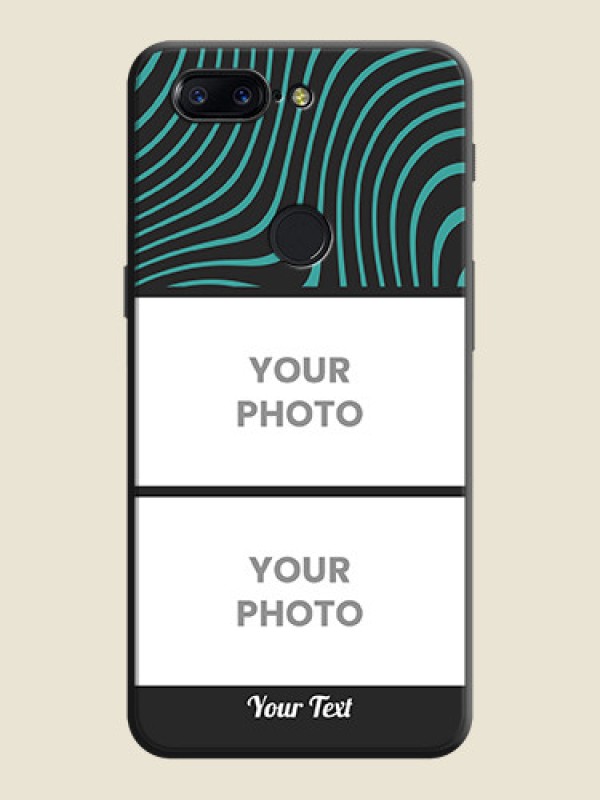 Custom Wave Pattern with 2 Image Holder on Space Black Personalized Soft Matte Phone Covers - OnePlus 5T - alternate view