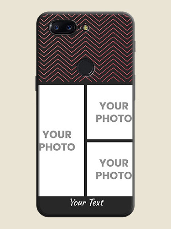 Custom Wave Pattern with 3 Image Holder on Space Black Custom Soft Matte Back Cover - OnePlus 5T - alternate view