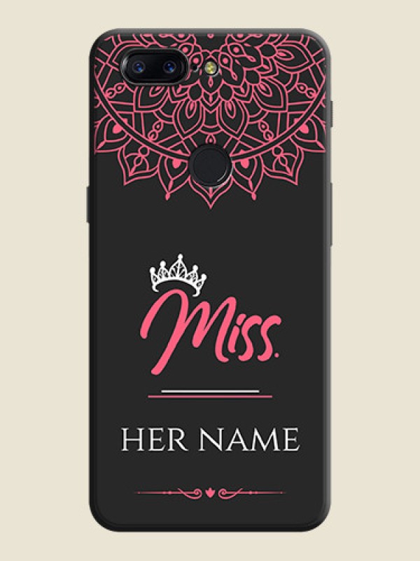 Custom Mrs Name with Floral Design on Space Black Personalized Soft Matte Phone Covers - OnePlus 5T - alternate view