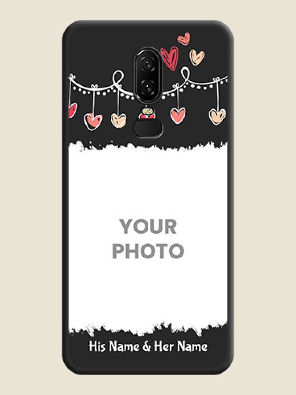 Custom Pink Love Hangings with Name on Space Black Custom Soft Matte Phone Cases - OnePlus 6 - alternate view