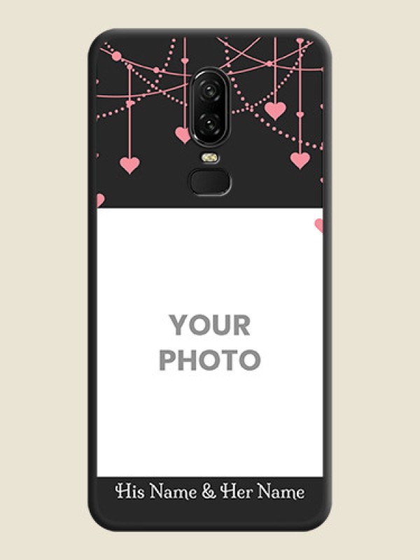 Custom Pink Love Hangings with Text on Space Black Custom Soft Matte Back Cover - OnePlus 6 - alternate view