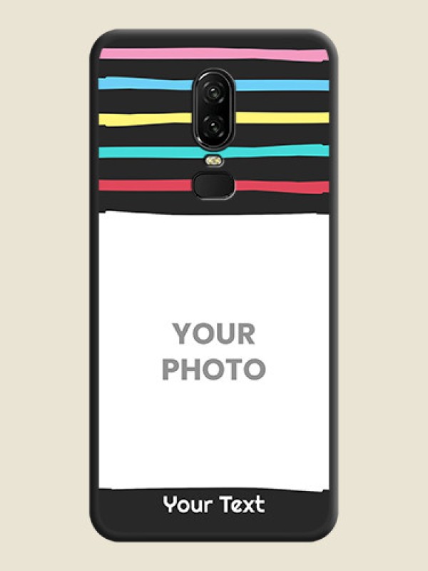 Custom Multicolor Lines with Image on Space Black Personalized Soft Matte Phone Covers - OnePlus 6 - alternate view