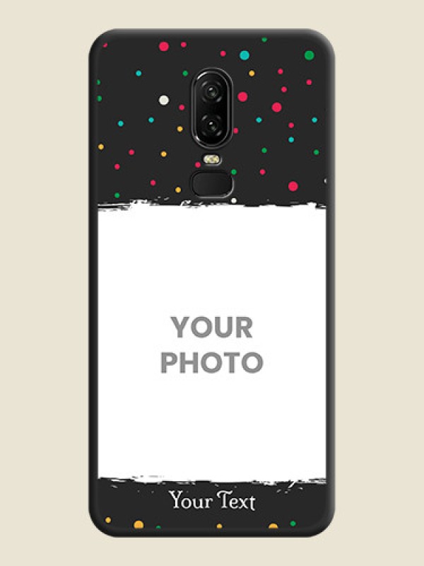 Custom Multicolor Dotted Pattern with Text on Space Black Custom Soft Matte Phone Back Cover - OnePlus 6 - alternate view