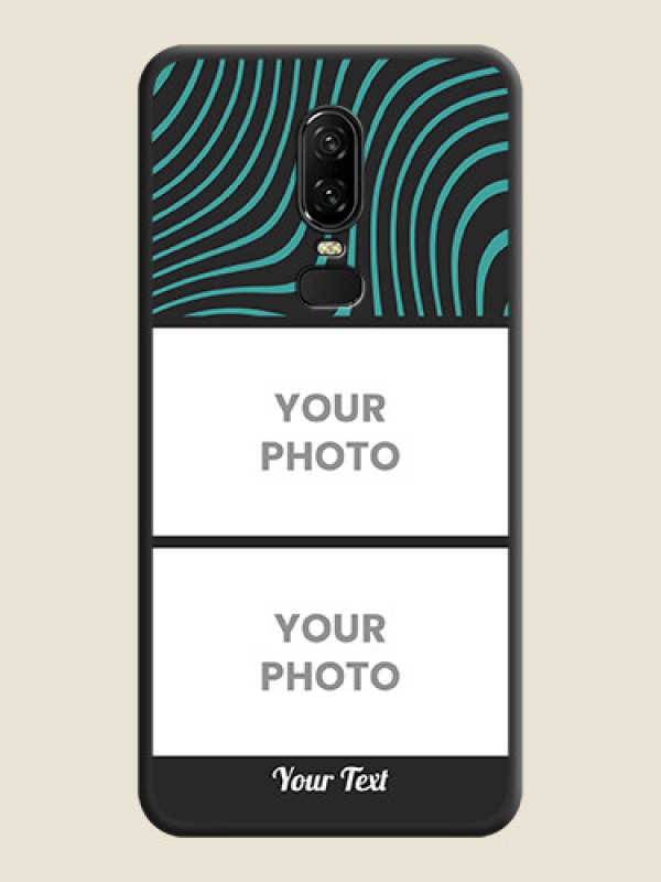 Custom Wave Pattern with 2 Image Holder on Space Black Personalized Soft Matte Phone Covers - OnePlus 6 - alternate view