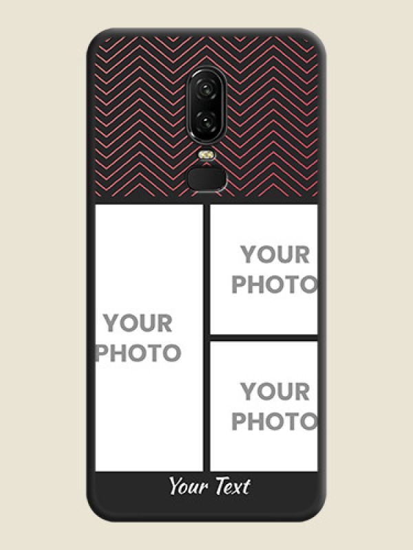 Custom Wave Pattern with 3 Image Holder on Space Black Custom Soft Matte Back Cover - OnePlus 6 - alternate view