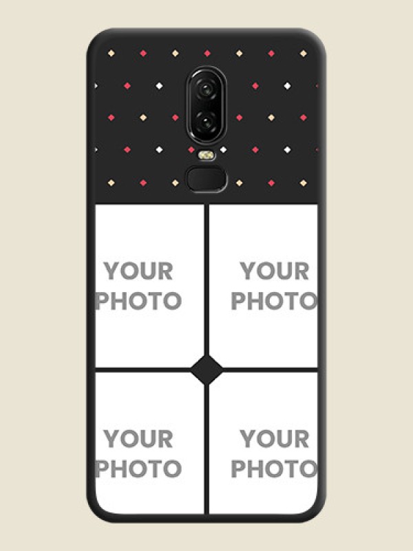 Custom Multicolor Dotted Pattern with 4 Image Holder on Space Black Custom Soft Matte Phone Cases - OnePlus 6 - alternate view