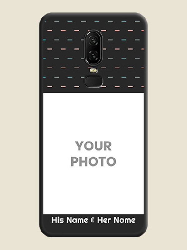 Custom Line Pattern Design with Text on Space Black Custom Soft Matte Phone Back Cover - OnePlus 6 - alternate view