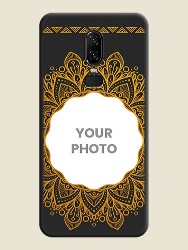 Custom Round Image with Floral Design - Photo on Space Black Soft Matte Mobile Cover - OnePlus 6 - alternate view