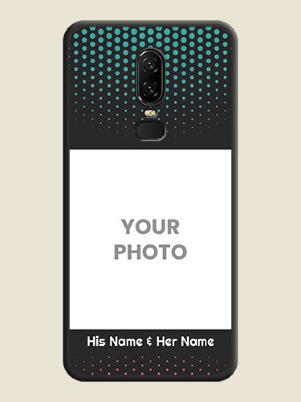 Custom Faded Dots with Grunge Photo Frame and Text on Space Black Custom Soft Matte Phone Cases - OnePlus 6 - alternate view