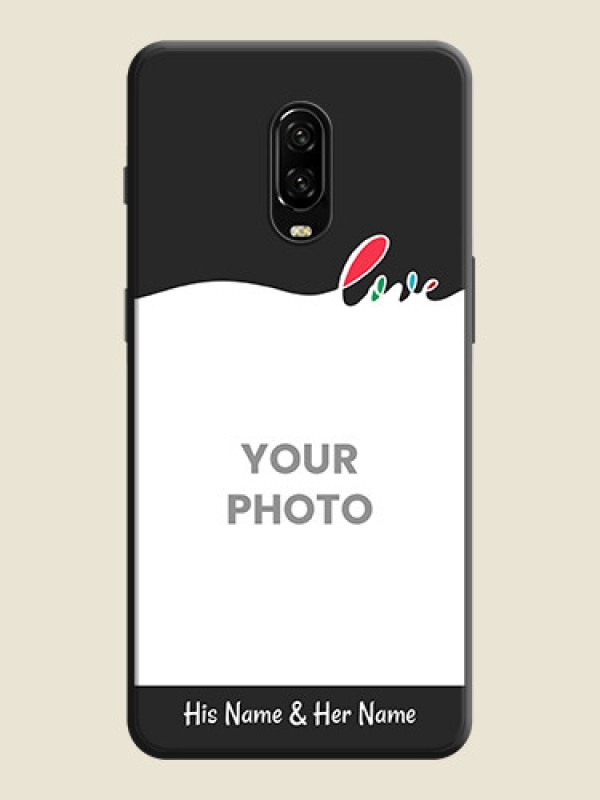 Custom Fall in Love Pattern with Picture - Photo on Space Black Soft Matte Mobile Case - OnePlus 6T - alternate view