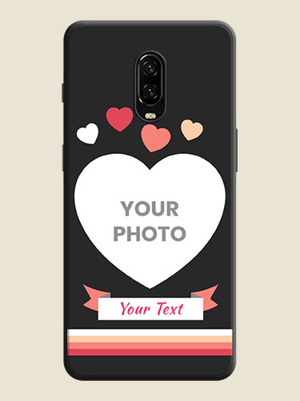 Custom Love Shaped Photo with Colorful Stripes on Personalised Space Black Soft Matte Cases - OnePlus 6T - alternate view