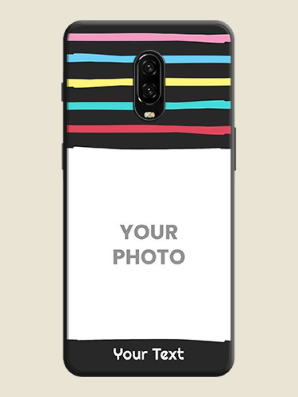 Custom Multicolor Lines with Image on Space Black Personalized Soft Matte Phone Covers - OnePlus 6T - alternate view