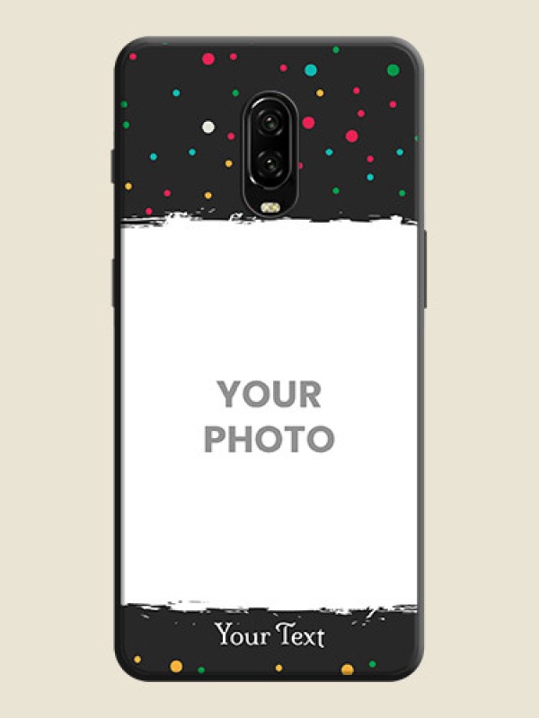 Custom Multicolor Dotted Pattern with Text on Space Black Custom Soft Matte Phone Back Cover - OnePlus 6T - alternate view