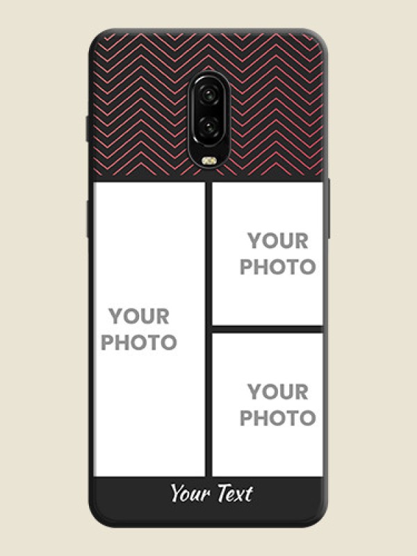 Custom Wave Pattern with 3 Image Holder on Space Black Custom Soft Matte Back Cover - OnePlus 6T - alternate view