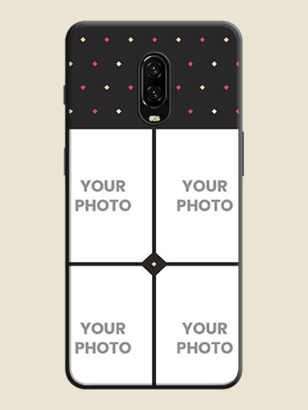 Custom Multicolor Dotted Pattern with 4 Image Holder on Space Black Custom Soft Matte Phone Cases - OnePlus 6T - alternate view