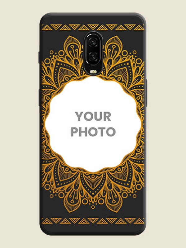 Custom Round Image with Floral Design - Photo on Space Black Soft Matte Mobile Cover - OnePlus 6T - alternate view