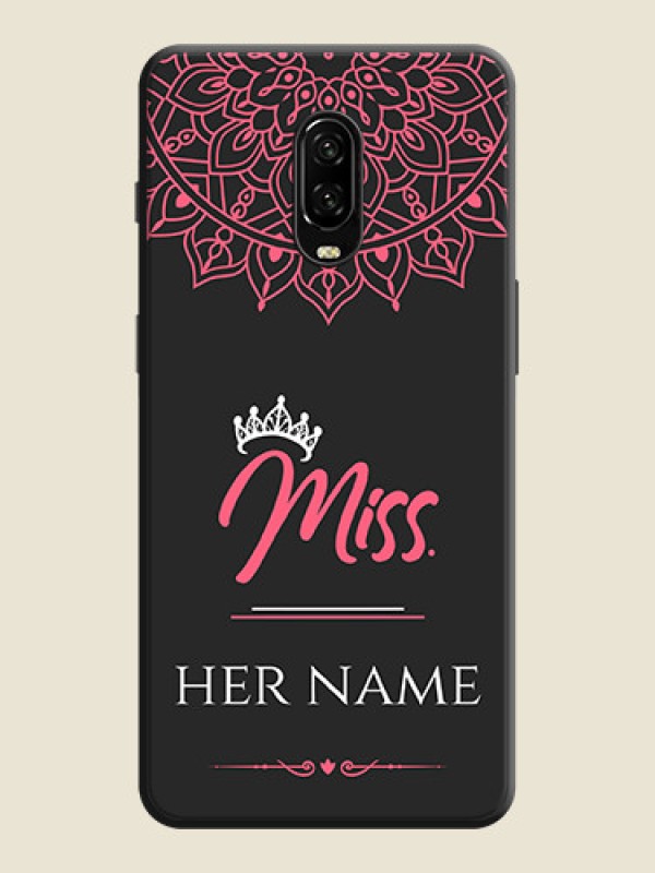 Custom Mrs Name with Floral Design on Space Black Personalized Soft Matte Phone Covers - OnePlus 6T - alternate view