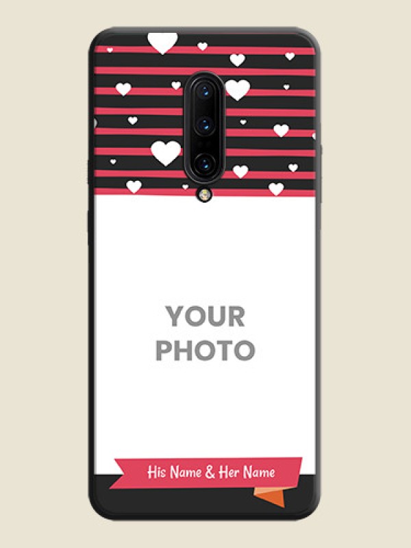 Custom White Color Love Symbols with Pink Lines Pattern on Space Black Custom Soft Matte Phone Cases - OnePlus 7 Pro - alternate view