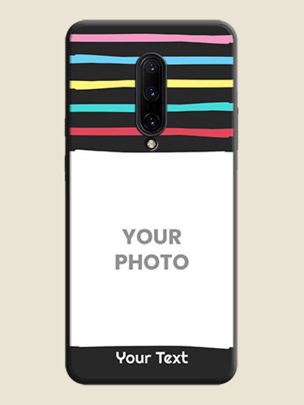 Custom Multicolor Lines with Image on Space Black Personalized Soft Matte Phone Covers - OnePlus 7 Pro - alternate view