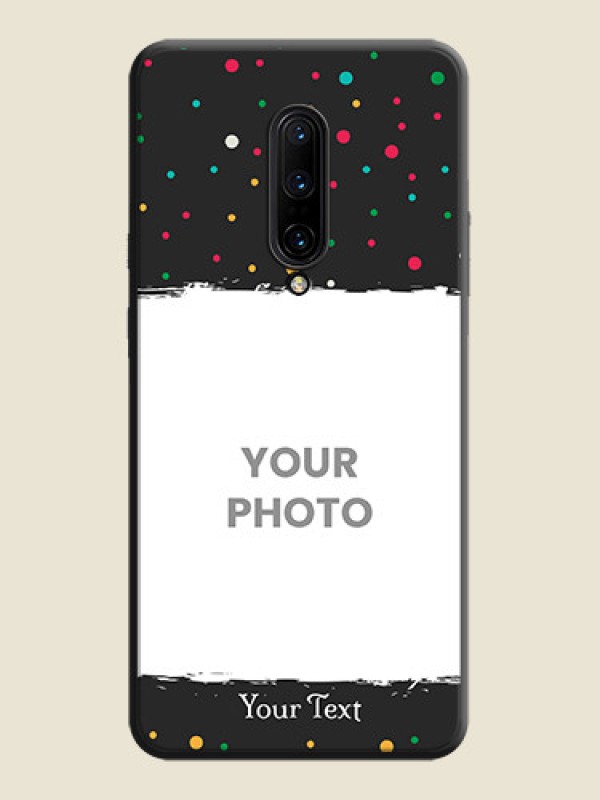 Custom Multicolor Dotted Pattern with Text on Space Black Custom Soft Matte Phone Back Cover - OnePlus 7 Pro - alternate view