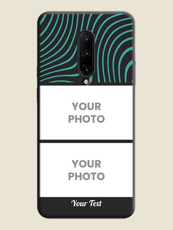 Custom Wave Pattern with 2 Image Holder on Space Black Personalized Soft Matte Phone Covers - OnePlus 7 Pro - alternate view