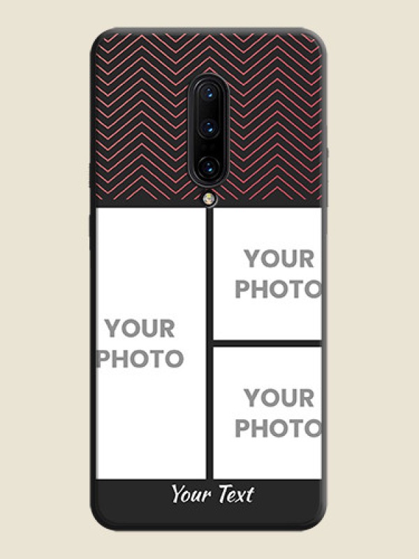 Custom Wave Pattern with 3 Image Holder on Space Black Custom Soft Matte Back Cover - OnePlus 7 Pro - alternate view