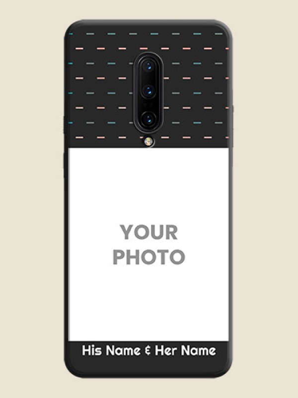 Custom Line Pattern Design with Text on Space Black Custom Soft Matte Phone Back Cover - OnePlus 7 Pro - alternate view