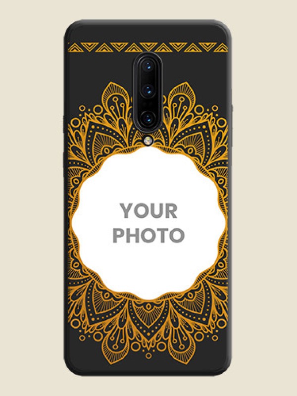 Custom Round Image with Floral Design - Photo on Space Black Soft Matte Mobile Cover - OnePlus 7 Pro - alternate view