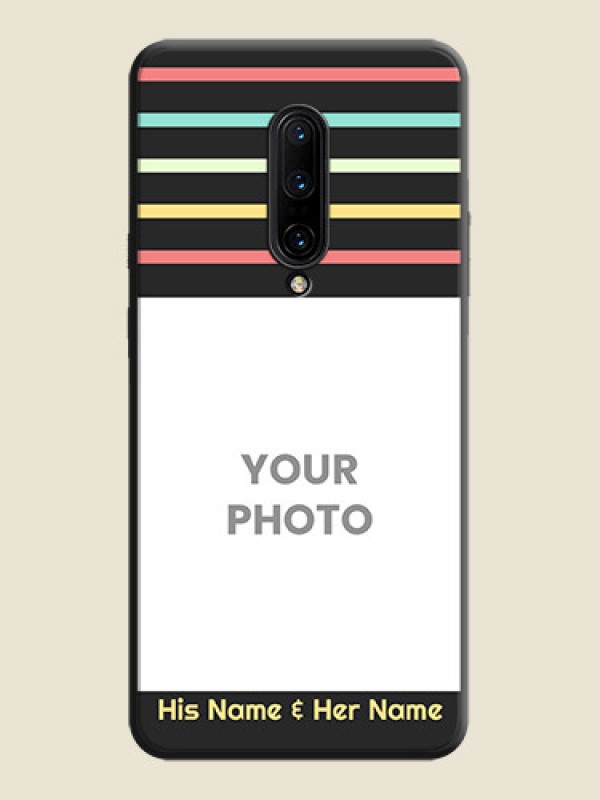 Custom Color Stripes with Photo and Text - Photo on Space Black Soft Matte Mobile Case - OnePlus 7 Pro - alternate view