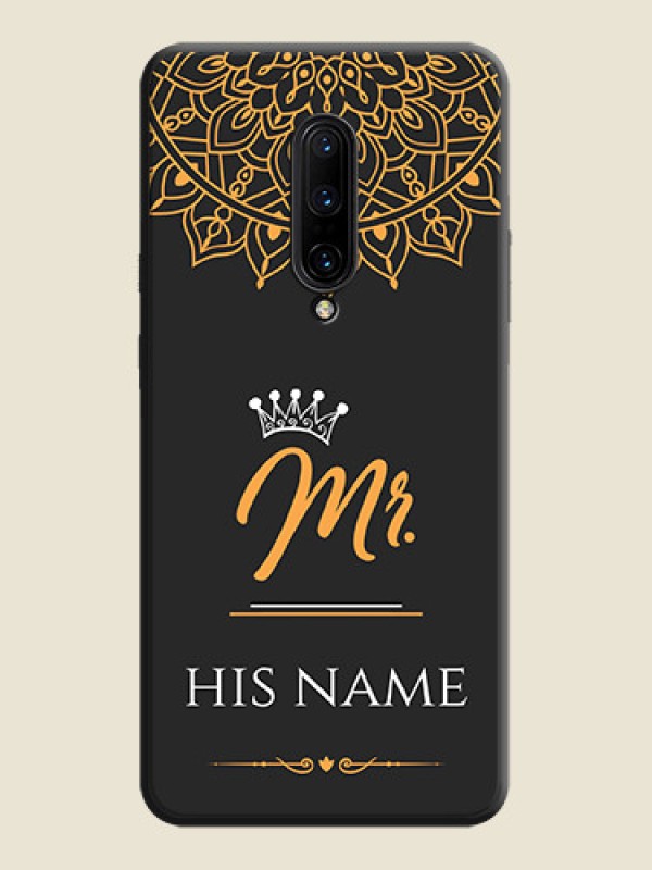 Custom Mr Name with Floral Design  on Personalised Space Black Soft Matte Cases - OnePlus 7 Pro - alternate view
