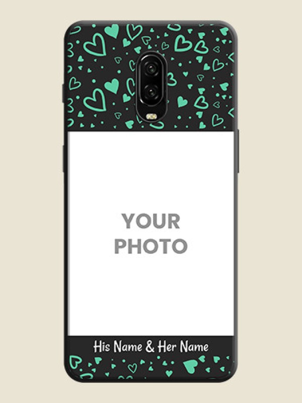 Custom Sea Green Indefinite Love Pattern on Photo on Space Black Soft Matte Mobile Cover - OnePlus 7 - alternate view