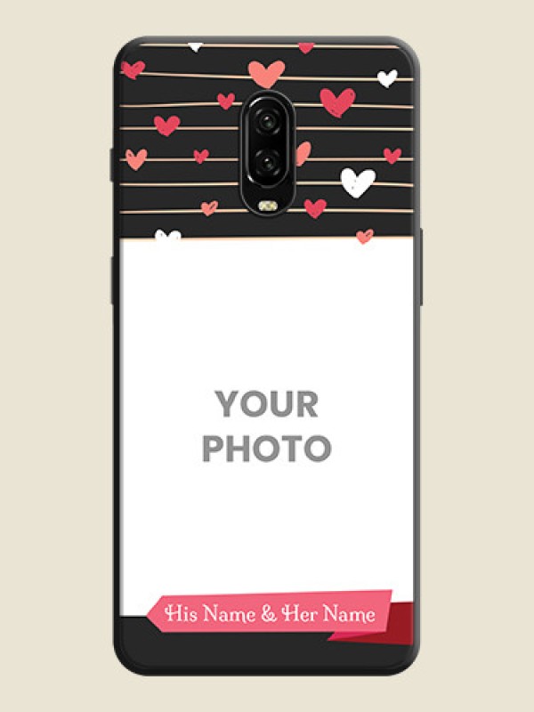 Custom Love Pattern with Name on Pink Ribbon  on Photo on Space Black Soft Matte Back Cover - OnePlus 7 - alternate view
