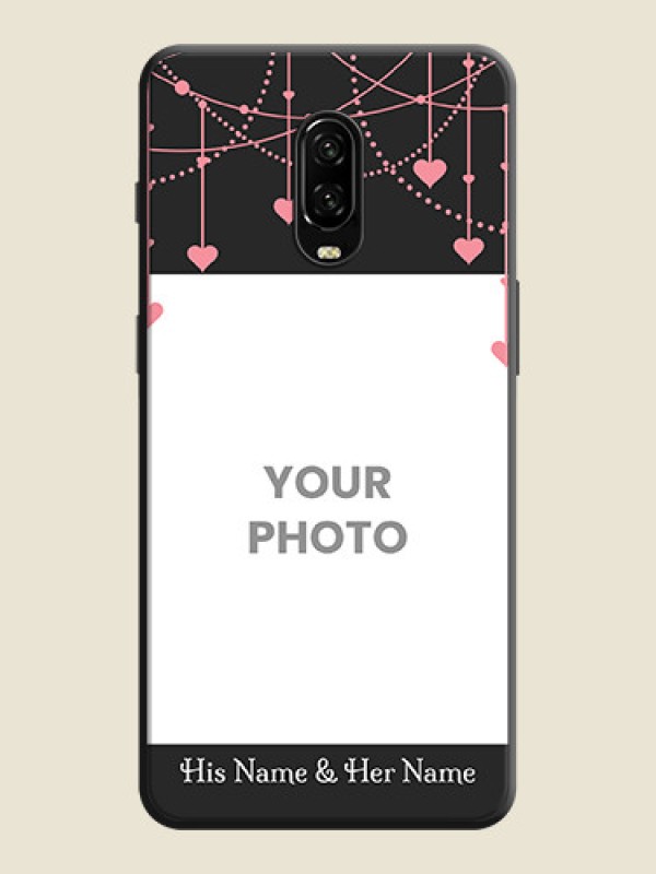 Custom Pink Love Hangings with Text on Space Black Custom Soft Matte Back Cover - OnePlus 7 - alternate view