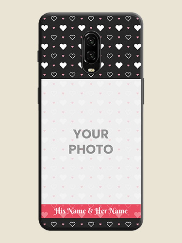 Custom White Color Love Symbols with Text Design on Photo on Space Black Soft Matte Phone Cover - OnePlus 7 - alternate view