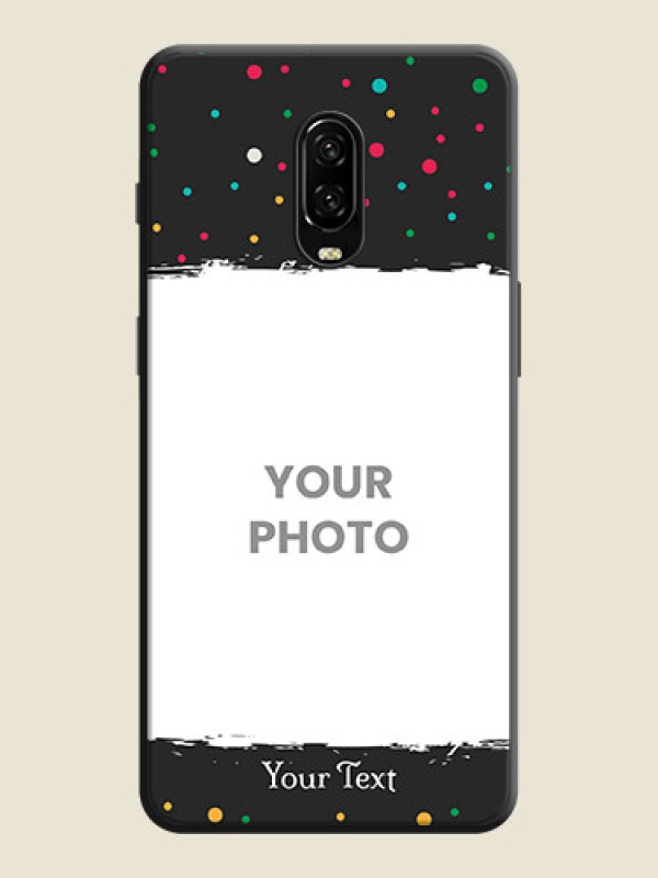 Custom Multicolor Dotted Pattern with Text on Space Black Custom Soft Matte Phone Back Cover - OnePlus 7 - alternate view