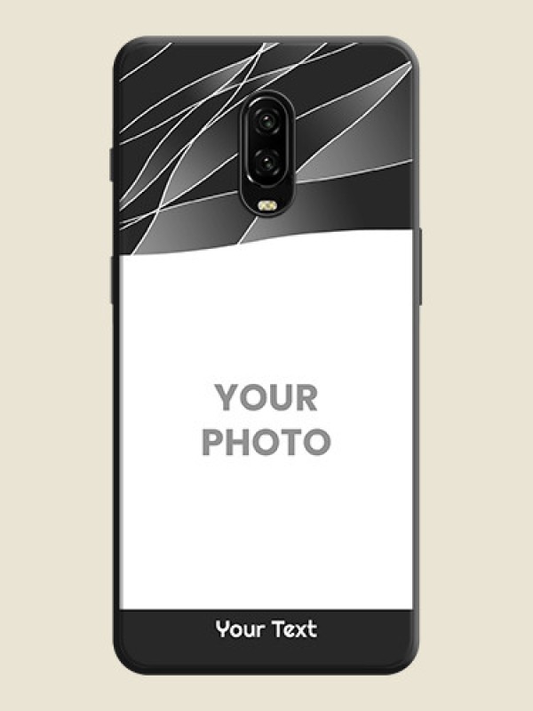 Custom Mixed Wave Lines on Photo on Space Black Soft Matte Mobile Cover - OnePlus 7 - alternate view