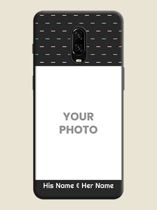 Custom Line Pattern Design with Text on Space Black Custom Soft Matte Phone Back Cover - OnePlus 7 - alternate view
