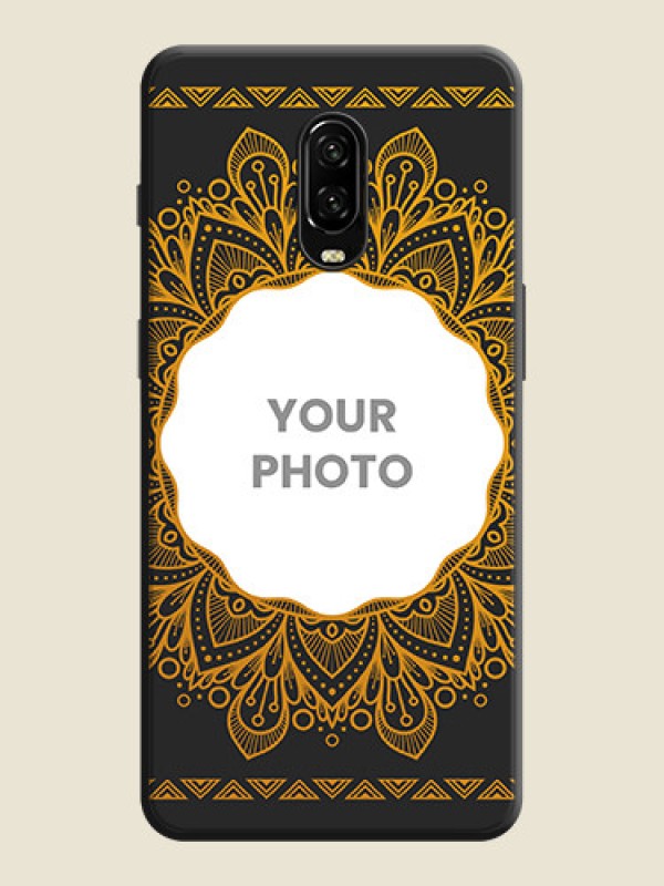 Custom Round Image with Floral Design on Photo on Space Black Soft Matte Mobile Cover - OnePlus 7 - alternate view