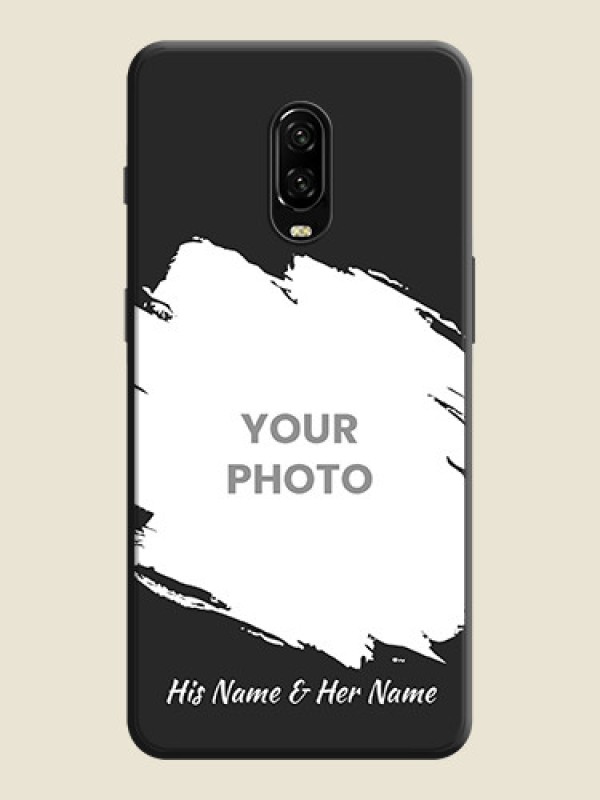 Custom Grunge Brush Strokes on Photo on Space Black Soft Matte Back Cover - OnePlus 7 - alternate view