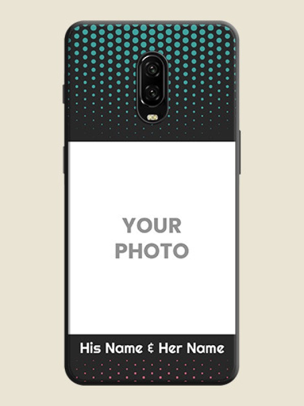 Custom Faded Dots with Grunge Photo Frame and Text on Space Black Custom Soft Matte Phone Cases - OnePlus 7 - alternate view