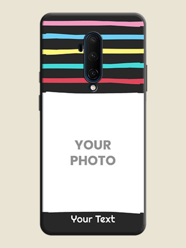 Custom Multicolor Lines with Image on Space Black Personalized Soft Matte Phone Covers - OnePlus 7T Pro - alternate view