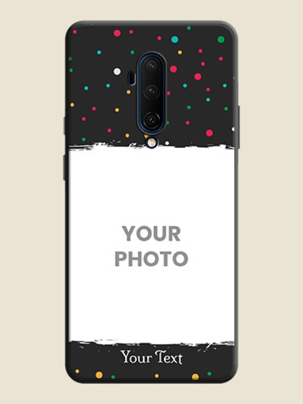 Custom Multicolor Dotted Pattern with Text on Space Black Custom Soft Matte Phone Back Cover - OnePlus 7T Pro - alternate view