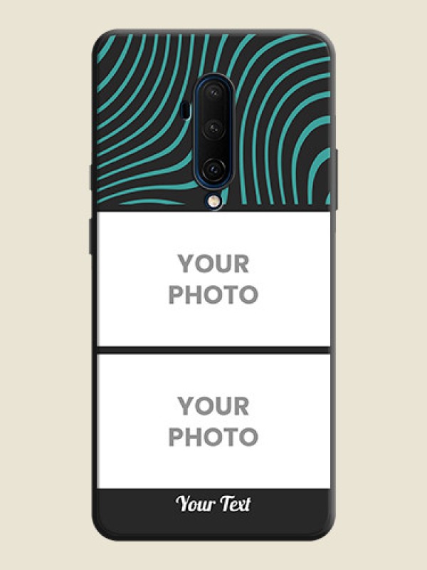 Custom Wave Pattern with 2 Image Holder on Space Black Personalized Soft Matte Phone Covers - OnePlus 7T Pro - alternate view